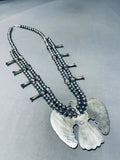 Huge Native American Navajo Kachina Dancer Turquoise Sterling Silver Squash Blossom Necklace-Nativo Arts