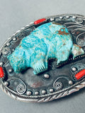 Hand Carved Bear 103 Grams Vintage Native American Navajo Sterling Silver Buckle Old-Nativo Arts