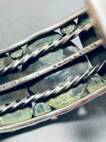 100 Gram Vintage Native American Navajo Green Turquoise Sterling Silver Bracelet-Nativo Arts