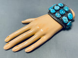 Distinctive Vintage Native American Navajo Morenci Turquoise Sterling Silver Bracelet Signed-Nativo Arts