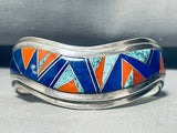 Harry Jim Vintage Native American Navajo 6.5 Inch Wrist Turquoise Sterling Silver Inlay Bracelet-Nativo Arts