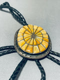 Native American Important Ihss Hallmark Vintage Howey Begay Sterling Silver Shell Bolo Tie-Nativo Arts