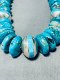 Inlay Ball Very Rare Vintage Native American Navajo Turquoise Sterling Silver Necklace-Nativo Arts