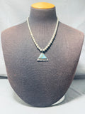 Superlative Vintage Native American Navajo Triangle Turquoise Sterling Silver Necklace-Nativo Arts