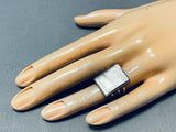 Mesmerizing Vintage Native American Navajo Abalone Square Sterling Silver Ring-Nativo Arts