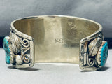 Old Buffalo Love!! Vintage Native American Navajo Turquoise Sterling Silver Bracelet-Nativo Arts