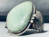 Rare Light Green Vintage Native American Navajo Turquoise Sterling Silver Bracelet-Nativo Arts