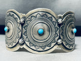 Navajo Baskets!!! Vintage Detailed Sterling Silver Turquoise Bracelet-Nativo Arts