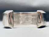 Important 6.5 Inch Wrist Vintage Native American Navajo Turquoise Inlay Sterling Silver Bracelet-Nativo Arts
