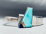 Contemporist Vintage Native American Navajo Turquoise Inlay Sterling Silver Bracelet-Nativo Arts