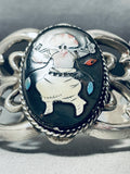 Dancing Ceremonial Vintage Native American Zuni Kachina Sterling Silver Bracelet Cuff-Nativo Arts
