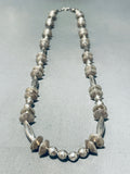 Hand Tooled Unique Vintage Native American Navajo Sterling Silver Torpedo Brad Necklace-Nativo Arts