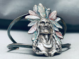 Huge Chief Vintage Native American Navajo Sterling Silver Bracelet Cuff-Nativo Arts