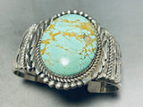 Magnificent Native American Navajo Turquoise Sterling Silver Bracelet Signed-Nativo Arts