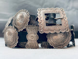 Rare Older Vintage Native American Navajo Sterling Silver Stamped Concho Belt-Nativo Arts
