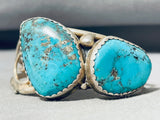 Dramatic Vintage Native American Navajo Pilot Mountain Turquoise Sterling Silver Bracelet-Nativo Arts