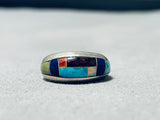 Alex Sanchez Vintage Native American Navajo Royston Morenci Turquoise Lapis Sterling Silver Ring-Nativo Arts