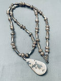 Amazing Vintage Native American Navajo Cerrillos Turquoise Sterling Silver Torpedo Necklace-Nativo Arts