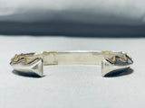 Heavy Hand Tooled Gold And Sterling Silver Vintage Native American Navajo Bracelet-Nativo Arts