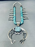 Tawney Willie Native American Navajo Turquoise Sterling Silver Squash Blossom Necklace-Nativo Arts