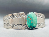 Rare Apache Vintage Navajo Carico Lake Turquoise Sterling Silver Bracelet-Nativo Arts