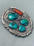 71 Grams Heavy Spiderweb Turquoise Vintage Native American Navajo Sterling Silver Buckle-Nativo Arts