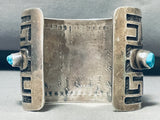 One Of The Best Ever Vintage Native American Navajo Geomtric Sterling Silver Turquoise Bracelet-Nativo Arts