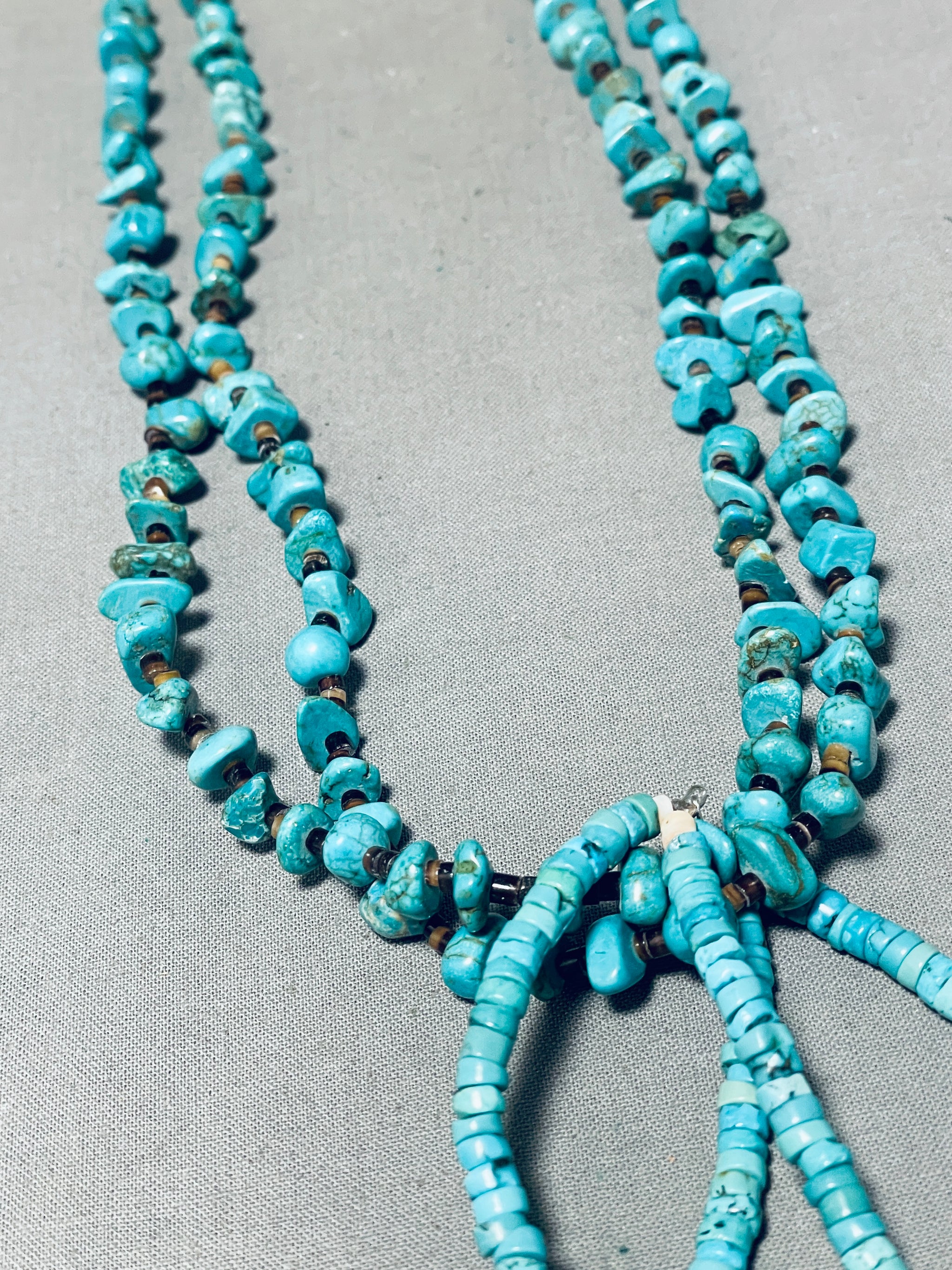 Navajo 2-Strand Turquoise Nuggets fashion & Heishi Necklace #369