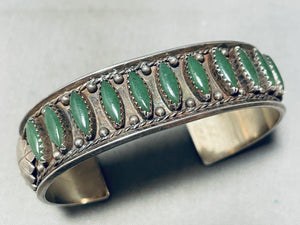 One Of The Best Ever Vintage Native American Navajo Jade Sterling Silver Bracelet-Nativo Arts