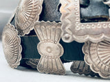 Rare Older Vintage Native American Navajo Sterling Silver Stamped Concho Belt-Nativo Arts