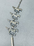 Super Intricate Vintage Native American Navajo Sterling Silver Horse Necklace-Nativo Arts