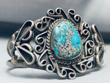 Swirls Galore Vintage Native American Navajo Turquoise Sterling Silver Bracelet Old-Nativo Arts