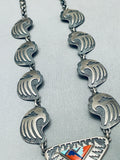 One Of The Best Vintage Native American Navajo Turquoise Inlay Sterling Silver Necklace-Nativo Arts