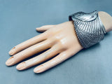 Best Vintage Native American Navajo Hand Carved Eagle Sterling Silver Bracelet-Nativo Arts