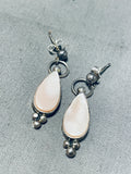 Beautiful Vintage Native American Navajo Mother Of Pearl Sterling Silver Signed Earrings-Nativo Arts