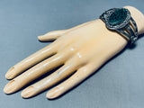 The Best Vintage Native American Navajo Green Fossil Agate Sterling Silver Bracelet-Nativo Arts
