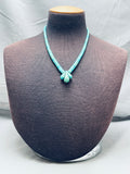 Native American Very Rare Early Vintage Santo Domingo Turquoise Heishi Sterling Silver Necklace-Nativo Arts