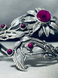 Purple Agate Sunflower!! Vintage Sterling Silver Detailed Bracelet-Nativo Arts