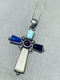 Incredible Vintage Native American Navajo Turquoise Sterling Silver Cross Necklace-Nativo Arts