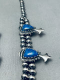 Gorgy Vintage Southwest Denim Lapis Sterling Silver Squash Blossom Necklace-Nativo Arts
