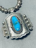 One Of The Finest Native American Navajo Turquoise Sterling Silver Coil Necklace-Nativo Arts
