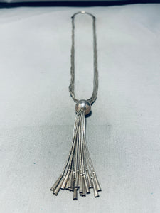 Tassell For Educated!! Vintage Native American Navajo Sterling Silver Necklace-Nativo Arts