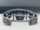 Museum Very Old Vintage Native American Navajo #8 Turquoise Sterling Silver Bracelet-Nativo Arts