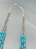 Traditional Vintage Native American Navajo Bluegem Turquoise Sterlingsilver Necklace Earring Set-Nativo Arts