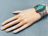 Rare Huge Vintage Native American Navajo Damale Turquoise Sterling Silver Bracelet-Nativo Arts