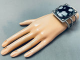Very Rare Snowflake Obsidian Vintage Native American Navajo Sterling Silver Bracelet-Nativo Arts