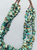 Superior Vintage Native American Navajo Green Turquoise Hiehsi Sterling Silver Necklace-Nativo Arts
