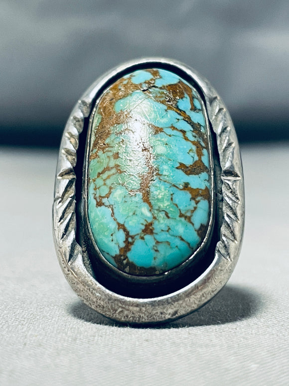 Dynamic Vintage Native American Navajo Carico Lake Turquoise Sterling Silver Massive Ring-Nativo Arts