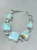 Sparkling Native American Navajo Pilot Mountain Turquoise Sterling Silver Bracelet-Nativo Arts