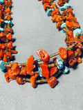 One Of The Most Unique Vintage Native American Navajo Coral Turquoise Necklace Old-Nativo Arts